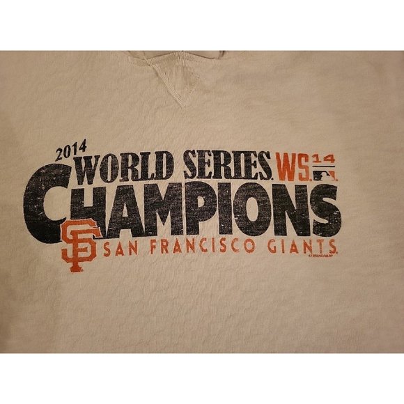 47 BRAND MLB SAN FRANCISCO GIANTS WS 2014 CHAMPS HOODIE MENS SIZE 2XL BEIGE/TAN - Picture 9 of 16